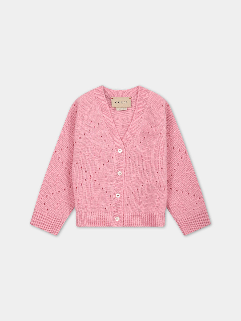 Cardigan rose pour bébé fille avec GG